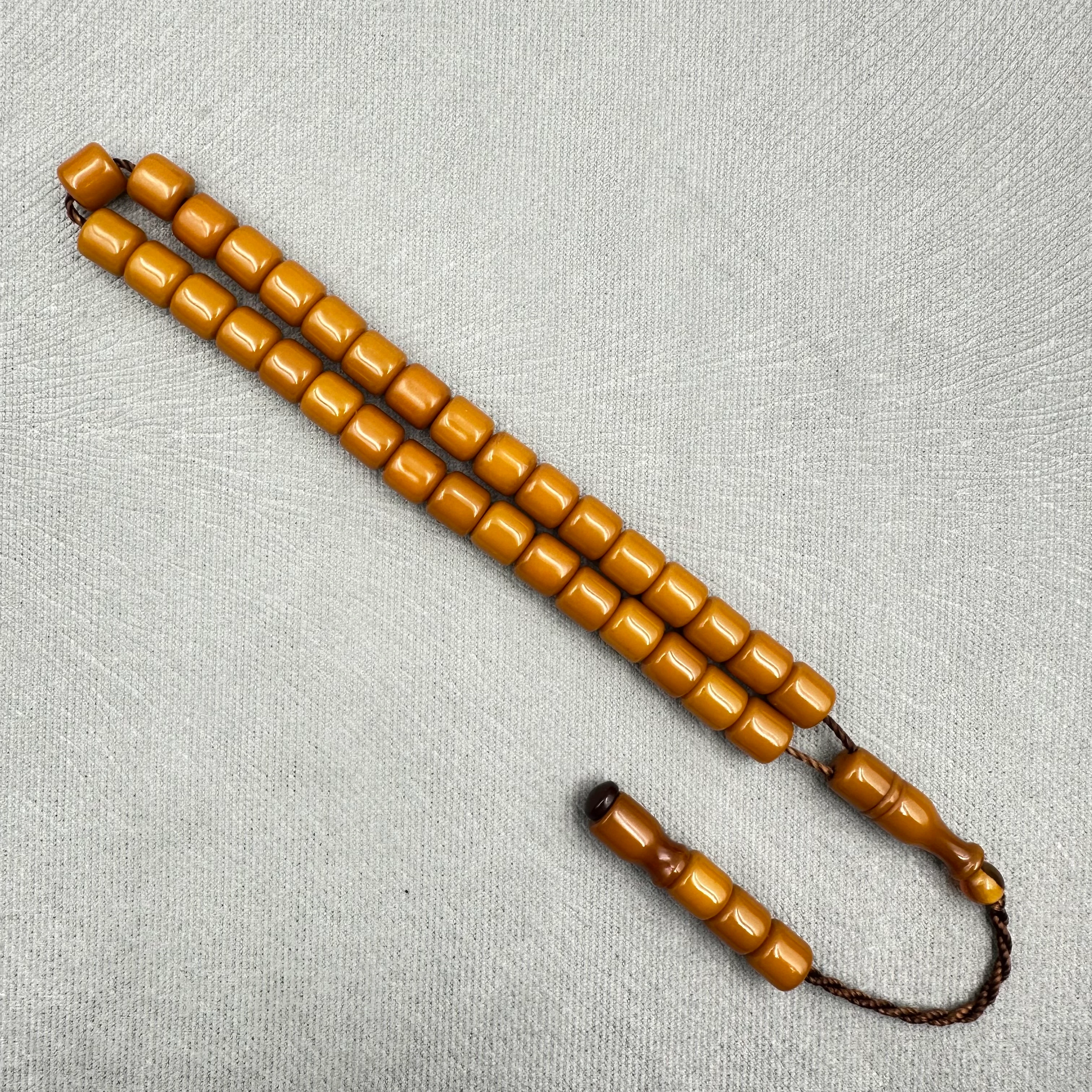 Turuncu Çubuk Kesim Sıkma Kehribar Tespih